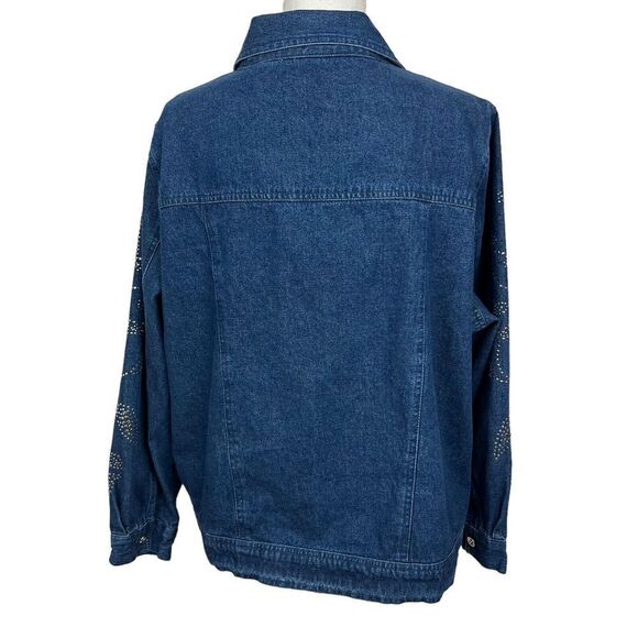 BRECKENRIDGE Womens Blue Jean Jacket Sz 2X Silver Studs Flaw/Studs Loose/Missing - Picture 5 of 12